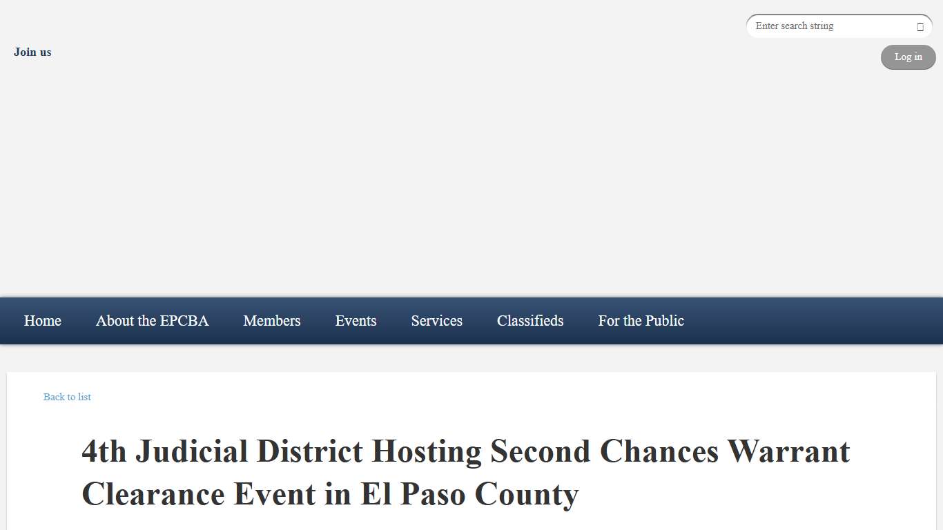 El Paso County Bar Association - 4th Judicial District Hosting Second Chances Warrant Clearance Event in El Paso County